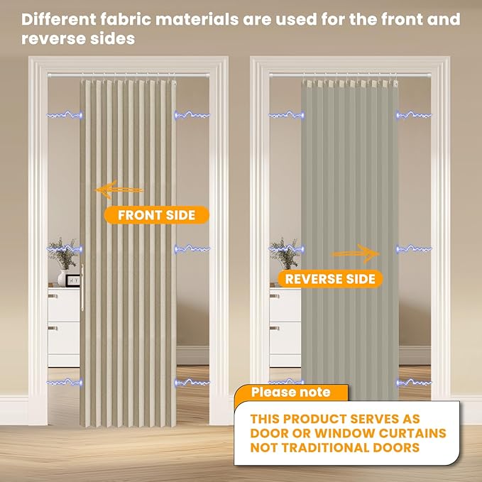 AJAZZ 100% Blackout Magnetic Door Curtain Accordion Doors Interior Folding - Image 2