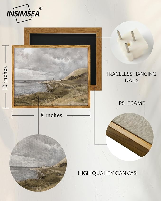 InSimSea Framed Canvas Wall Art Vintage Decor, Home Decor Danish Coastal - Image 3
