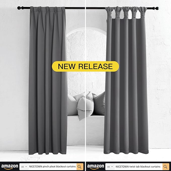 NICETOWN Grey Window Curtains for Bedroom - Image 7