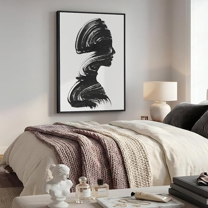 Modern Framed Black and White Abstract Wall Art, Minimalist Elegant Canvas - Image 5