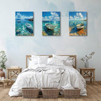 Ocean Seascape Wall Art Nautical Boat on Beach Canvas Picture Framed Art - Image 2