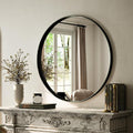 VooBang 24 inch Round Bathroom Mirror, Balck Modern Circle Wall Mounted Mirror by VooBang