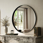 VooBang 24 inch Round Bathroom Mirror, Balck Modern Circle Wall Mounted Mirror by VooBang