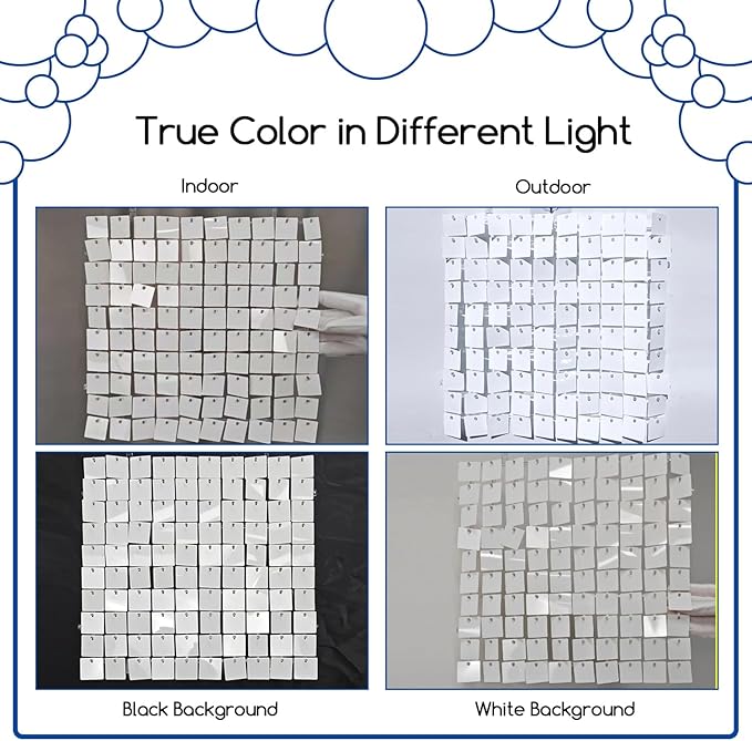 COKAOBE Mirror White Shimmer Wall Backdrop, Photo Backdrops - Image 4
