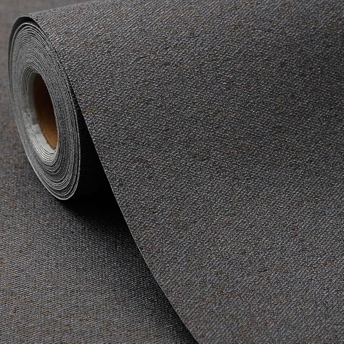SHUFA Navy Blue Brown Cotton-Like Textured Grasscloth Wallpaper Matte Thick by Unknown