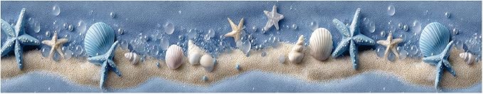 Beach Seashell Wallpaper Border 196x4 Inch Peel and Stick Wall Border Self - Image 2