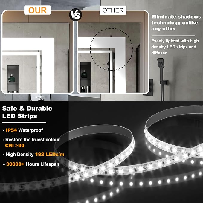 Ratsamee 60x40 Inch LED Bathroom Mirror - Image 7