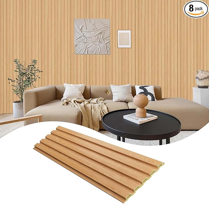 OUZUGIE WPC Acoustic Slat Wall Paneling, Living Room, TV Background, Study Room by OUZUGIE