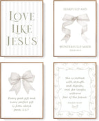 LARTSFRO Coquette Beige Bow Jesus Wall Art Decor Posters, Inspirational Bible by Unknown