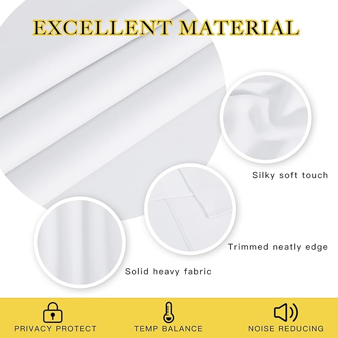 NICETOWN White Blackout Curtains 72 inches Long, Grommet Privacy Window - Image 2