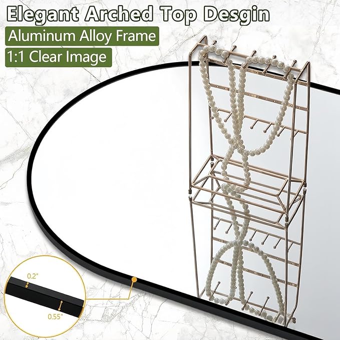 Rowjut Floor Mirror Arched Full Length Mirrors, Mirror Full Length Standing - Image 5