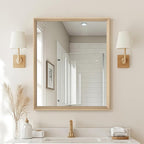 Oak Wood Effect Framed Wall Mirror, 30x36 Rectangle Mirror, Anti-desilvering by Ultrue
