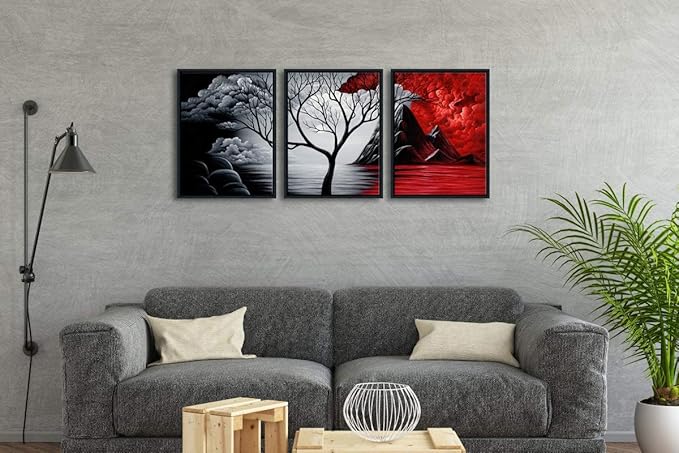 Wieco Art Framed Wall Art the Cloud Tree Wall Art HD print of Oil Paintings - Image 3