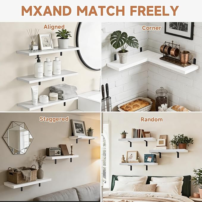 Easy Install Floating Shelves, 15.7 Inch Wall Mounted Wood Shelf, Hanging Shelf - Image 6