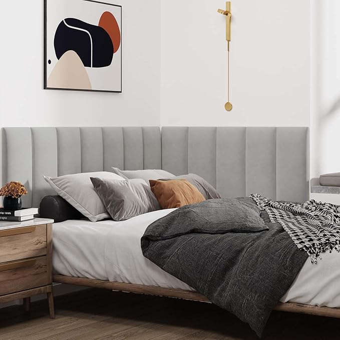 IFNOW Wall Mounted Upholstered Headboard Queen, 3D Peel and Stick Soundproof - Image 4