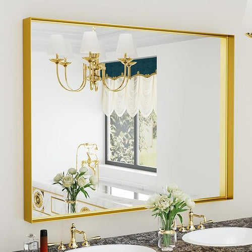 40x30 Inch Gold Bathroom Mirrors by Dimelax