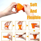 5Pcs Silicone Collapsible Cup for Travel, Reusable Folding Camping Cup Mug with Lids, Portable Expandable Drinking Cup Collapsible Water Cups Mugs Set Telescopic Camping Tumblers for Hiking