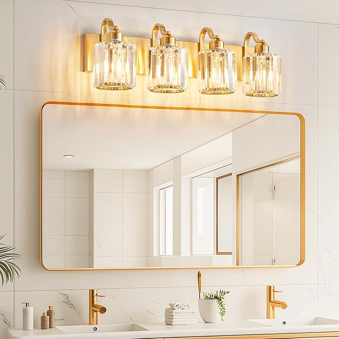 Crystal Vanity Lights, Modern 4-Light Bathroom Lights Over Mirror, Bathroom - Image 2