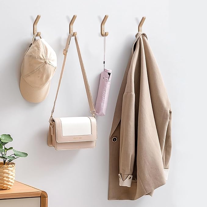 Wooden Coat Hooks for Wall, 6 Pack Wall Mounted Natural Wood Hooks, Modern - Image 4