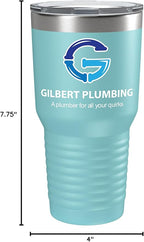 Personalized 30oz (17 Colors) Printed Insulated Stainless Steel Powder Coated Tumbler with Lid - Custom Bulk Promotional Items with your Logo - Bulk Company Small Business Party Favors (Teal)