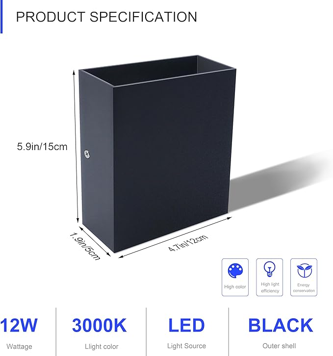 KICAAO LED Wall Sconces 4 Pack, 12W Modern Wall Lamp, Hardwired Aluminum Wall - Image 4