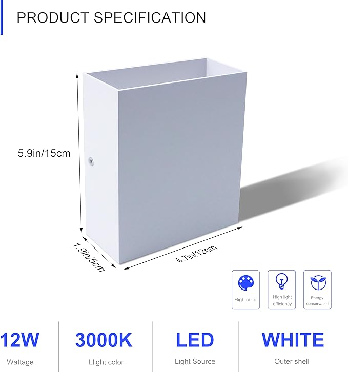 KICAAO LED Wall Sconces 4 Pack, 12W Modern Wall Lamp, Hardwired Aluminum Wall - Image 4