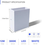 KICAAO LED Wall Sconces Set of Two, 12W Modern Wall Lamp, Hardwired Aluminum - Image 3
