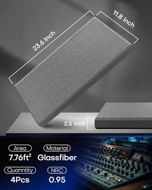 4Pack Fiberglass Acoustic Panels, Self Adhesive Sound Proof Foam Panels - Image 2