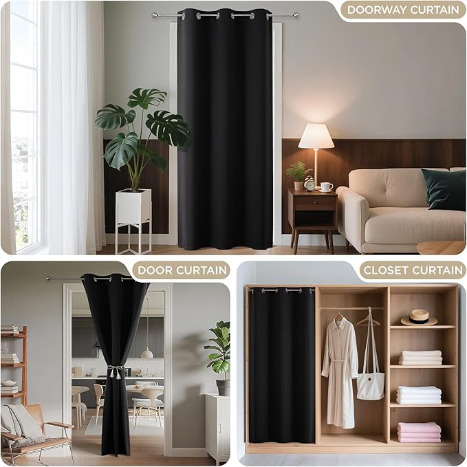 Joydeco Blackout Door Curtain for Doorway Privacy 80 Inches Long, Grommet - Image 4