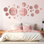 Shappy 32 Pcs Acrylic Mirror Wall Stickers Removable Round Wall Decal Circle - Image 5