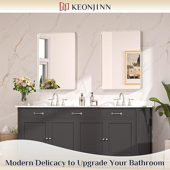 Keonjinn 22 x 30 Brushed Nickel Bathroom Mirrors - Image 2