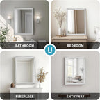 White Grey Wood Effect Framed Wall Mirror, 22x30 Rectangle Mirror, - Image 9