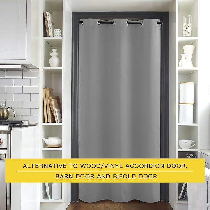 NICETOWN Silver Grey Doorway Curtain Privacy, Door Cover Curtain, Sound - Image 2