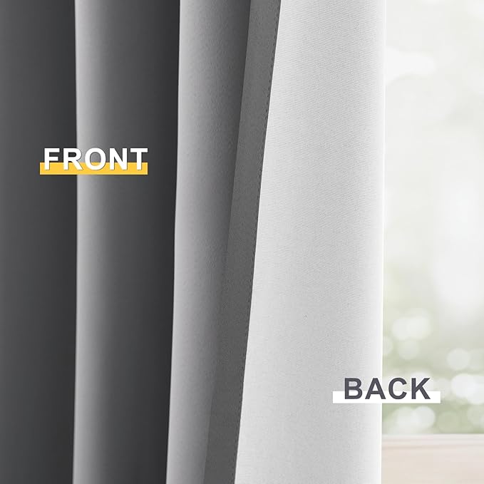 Yakamok 100% Blackout Curtain Panels 84 inches Cold and Light Blocking Drapes - Image 6