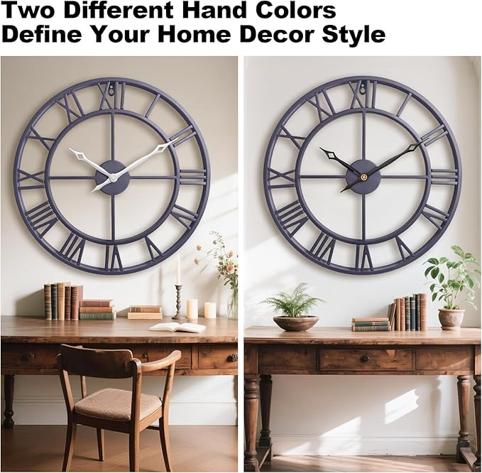 24 Inch Large Wall Clocks for Living Room Decor, Big Roman Numerals Vintage - Image 2