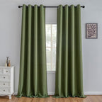 IGEMAEVE Olive Green Curtains 108 Inch Length 2 Panels Set, Light Filtering by IGEMAEVE