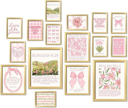 16 PCS Framed Christian Coquette Wall Art Decor, Gallery Wall Frame Set by ANERZA