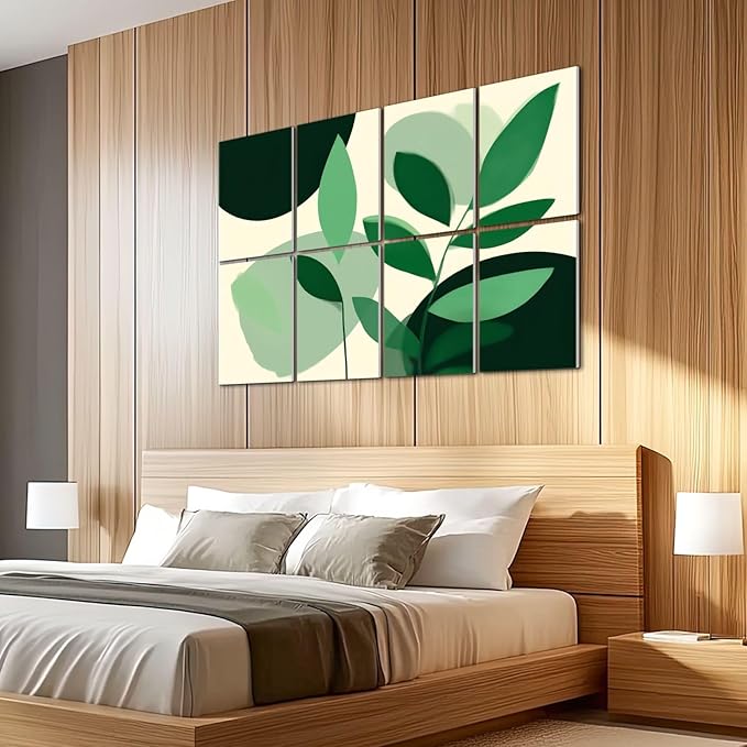 8 Pack Art Acoustic Panels Sound Absorbing Boho Botanical Leaf Orange Green - Image 5