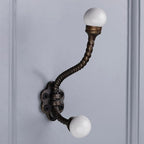 Indian Shelf Pack of 12 Heavy Duty Double Prong White Decorative Coat Hooks - Image 3
