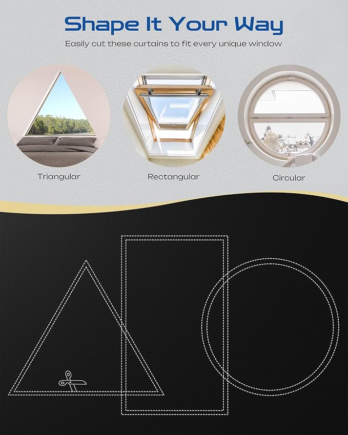 62" W x 36" L 100% Blackout Curtains, Total Darkness No-Drill Black Out Window - Image 3
