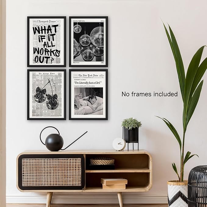 Retro Black And White Newspaper Poster Wall Art, What If It All Works Out Wall - Image 5