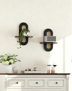 Floating Shelves for Wall, Boho Home Wall Decor, Rattan Plant Shelf Set of 2 - Image 7