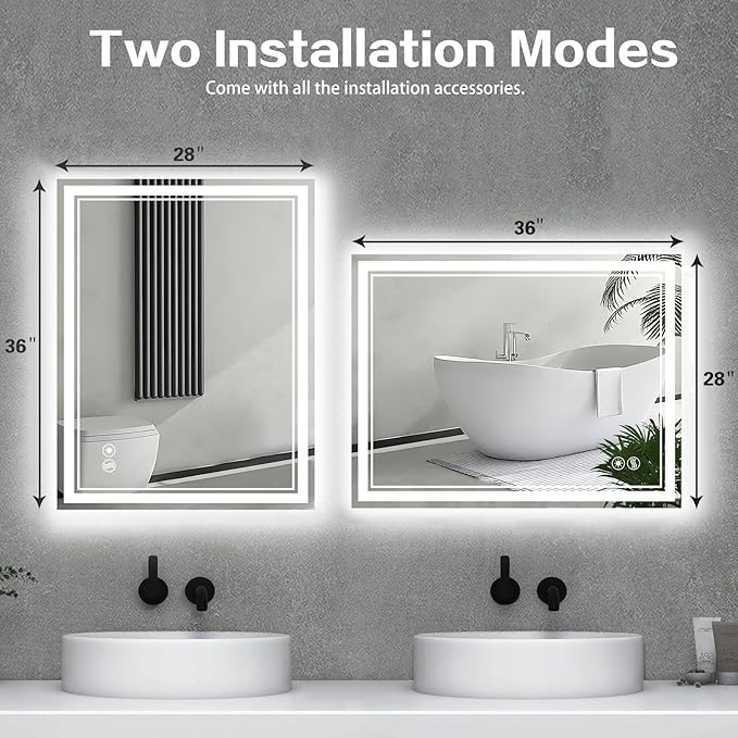 28“ x 36” LED Bathroom Mirror Fogless LED Mirror - Image 5