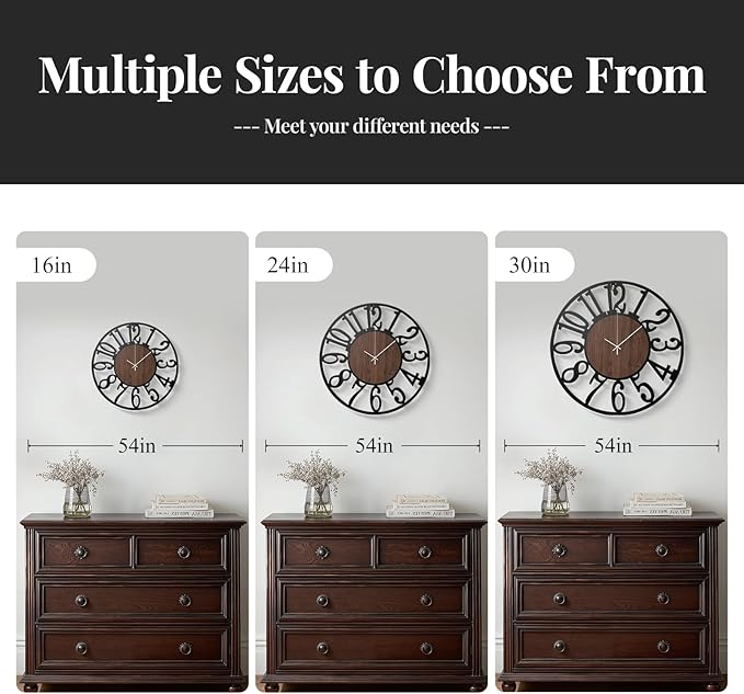 Cuspin 30 Inch Large Wall Clock, Silent Non Ticking Battery Operated Arabic - Image 7