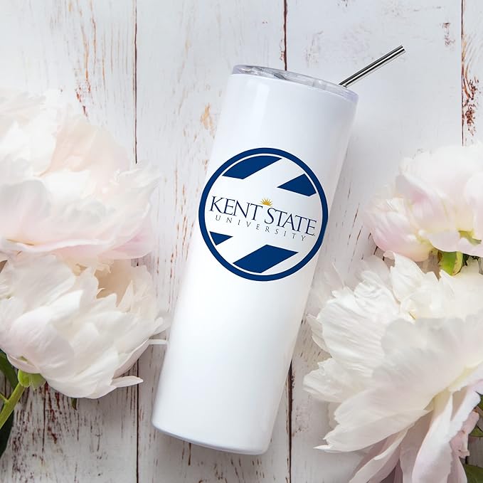 Kent State University Skinny Tumbler, Water Tumbler, Stainless Steel Tumbler, Tumbler Cup, Tumbler with Straw and Lid, Double Wall, Stainless Tumbler (Kent State University #18)