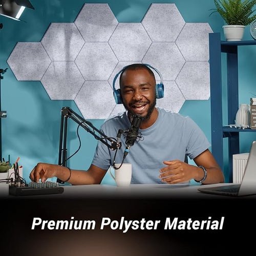 18 Pack Hexagon Acoustic Panels, TONOR 12"x 10"x 0.4" High Density Sound Proof - Image 2