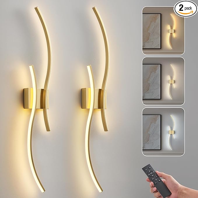 Battery Operated Wall Sconce Set of 2, Dimmable Modern LED Rechargeable Wall by Unknown