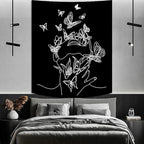 Black and White Tapestry for Bedroom Aesthetic Butterfly Tapestry Minimalist by Atrippy