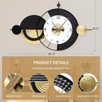 Large Modern Wall Clocks Big Wall Clock Nordic Style Metal Dial Battery - Image 2