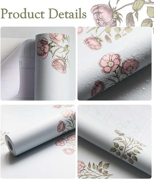 17.3"× 118.1" Vintage Blue Floral Wallpaper Peel and Stick Boho Wallpaper - Image 2